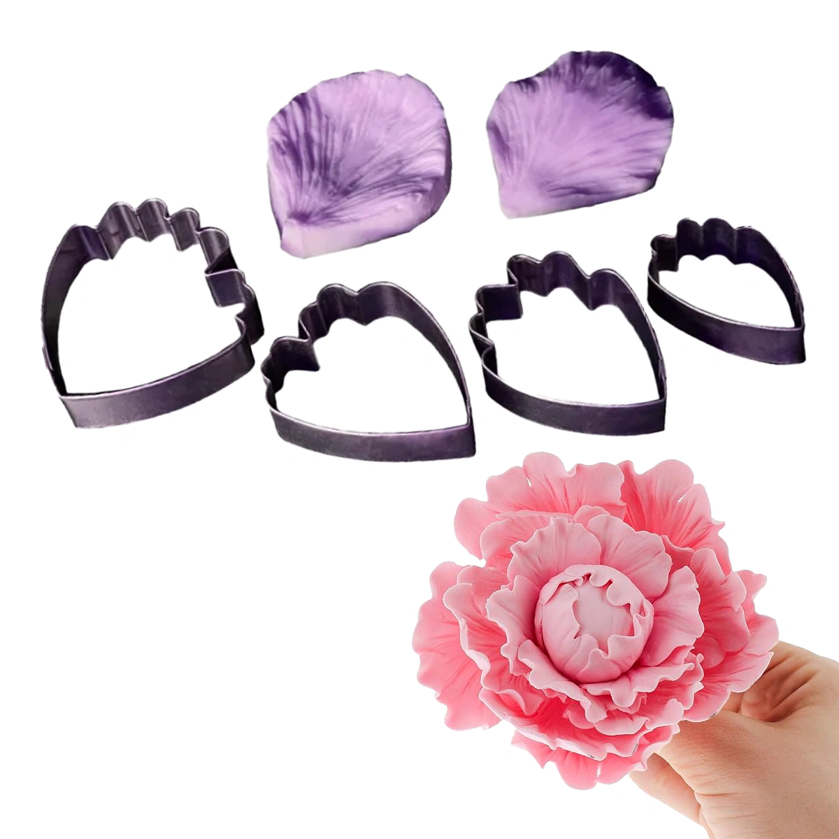 FVC16-4N Peony Flower Cutter and Veiner Set 4th Irregular - Image 1
