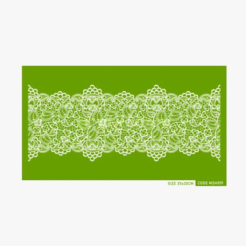 MSH019 Lace Border with Circle and Leaf Pattern Stencil Mesh - Image 1