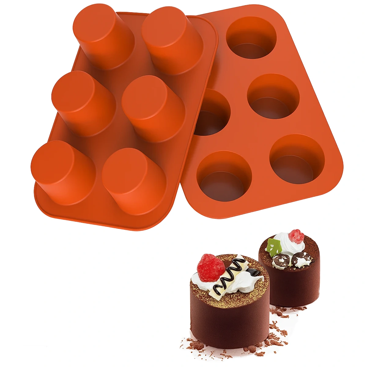 MSM07 Large Muffin-Shaped Dessert Cylinder Silicone Mould - Image 1