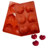 Silicone Mould of 6 Origami Hearts 9cm