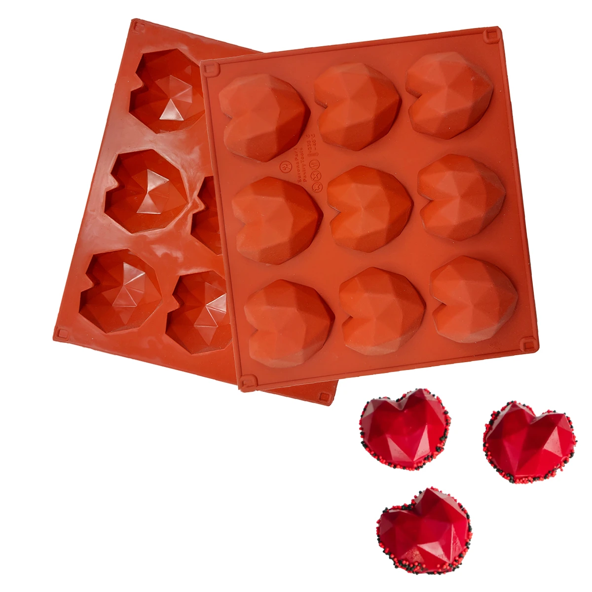 MSM12 Silicone Mould of 9 Origami Hearts 5cm - Image 1